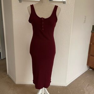Lulus Burgundy Midi Dress size Large